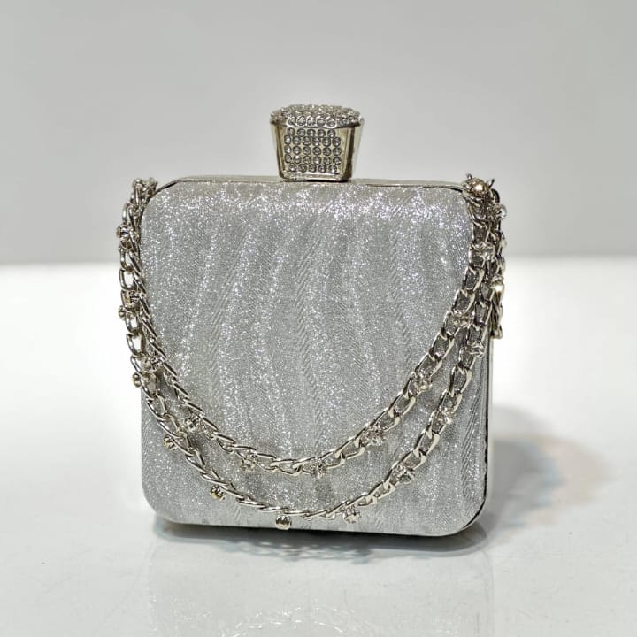 SHIMMER STONE CHAIN CLUTCH